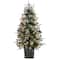 4ft. Pre-Lit Frosted Artificial Christmas Tree in Decorative Planter, White LED Lights